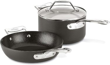 Сковороди All-Clad Essentials, антипригарне покриття, хард-анодовані, 21.6 та 26.7 см, 2 шт, сірі
