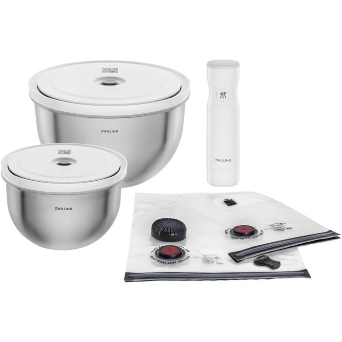 Набір ZWILLING Fresh & Save: контейнери для зберігання продуктів з вакуумним насосом (9 шт.) з нержавіючої сталі, M-18 см, L-24 см