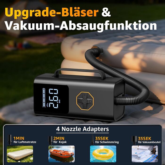 Пусковий пристрій для авто (бустер) 9 в 1 з компресором 150PSI, Powerbank 5500A, LCD-дисплеєм та ліхтариком для 12V бензинових та дизельних двигунів