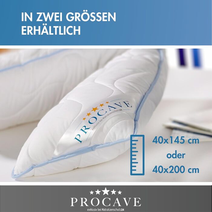 Подовжена подушка для сну на боці PROCAVE Top Cool, дихаюча анатомічна подушка-боді від болю в спині, 40x200 см, Made in Germany