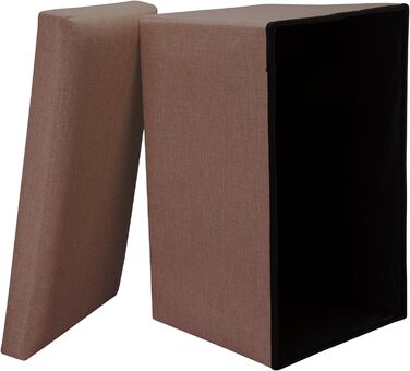 Складана пуф-сидіння INTIRILIFE 78x38x38 см, бурштиново-коричнева, з кришкою та відділенням для зберігання, лляна тканина, пуф-скриня, підставка для ніг