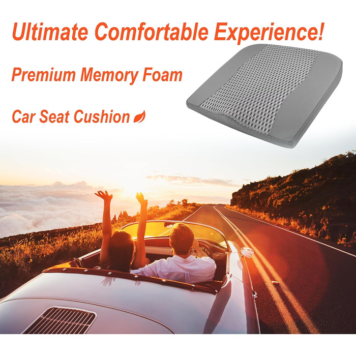 Автомобільна подушка Lofty Aim з Memory Foam для водія: підтримка спини, зняття болю при ішіасі, дихаючий чохол з PU-шкіри (сірий)