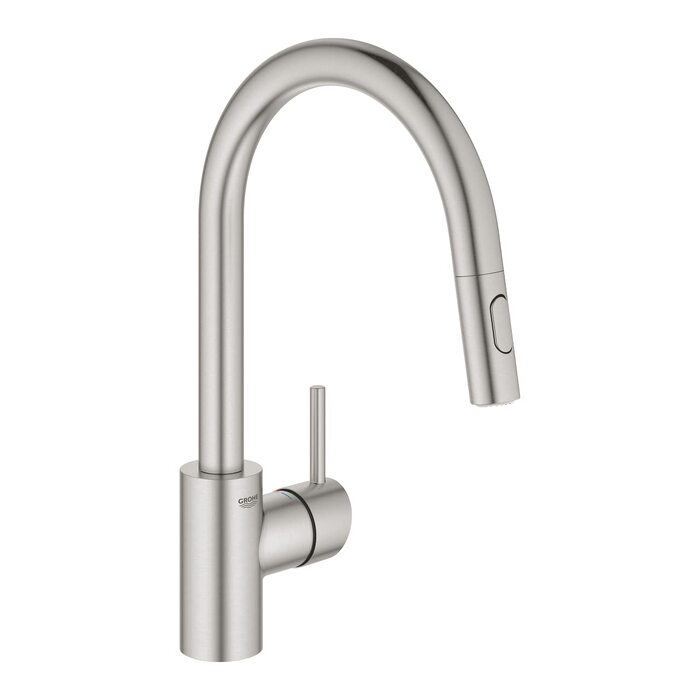 Змішувач кухонний GROHE Concetto Supersteel 31483DC2 з висувним душем, поворотний 360°, економія води, нержавіюча сталь