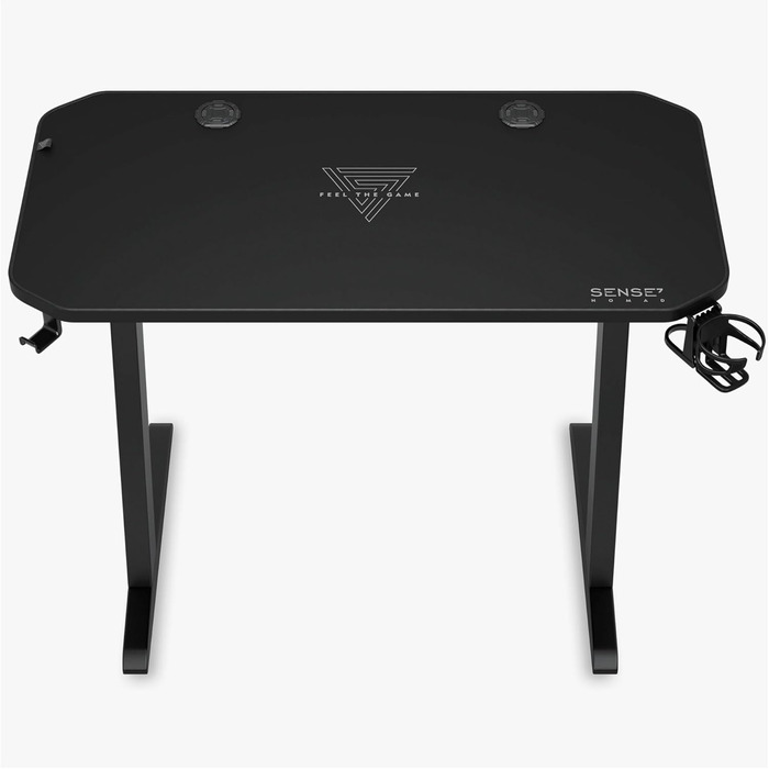 Ігровий стіл SENSE7 Nomad Classic 100x50 см, комп'ютерний стіл з вуглецевим покриттям, геймерський стіл з гачком для навушників, підстаканником і тримачем для контролера, ергономічний