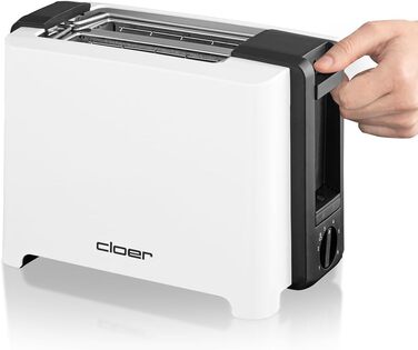Тостер Cloer 3531 для 2 XXL тостів, 750-900 Вт, з функцією перевірки тосту, підставкою для булочок, розморожуванням, додатковим підйомом, білий