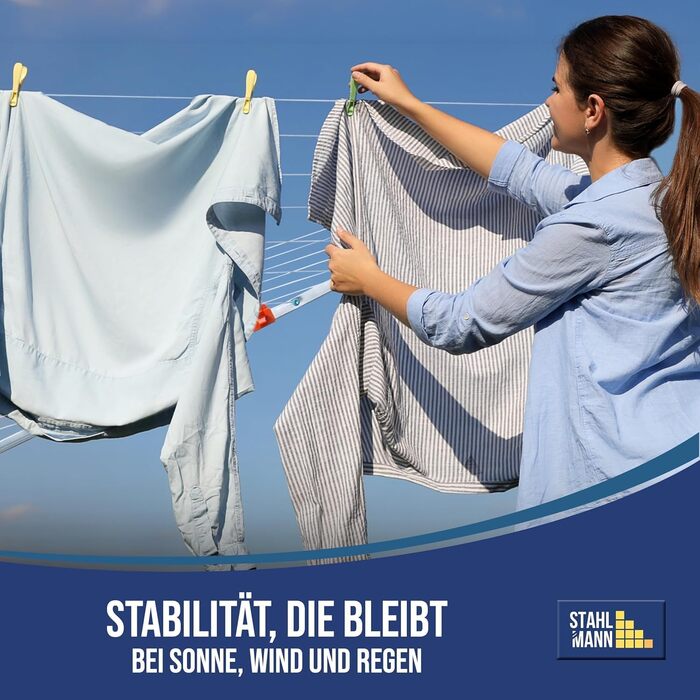 Сушарка для білизни STAHLMANN® вулична, алюмінієва 50 м, з кришками для ніжок - Німеччина