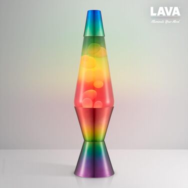 Лавова лампа LAVA® 2125 (36.8 см), жовтий віск, фіолетова рідина, срібляста основа та кришка, оригінальна декоративна лампа-нічник