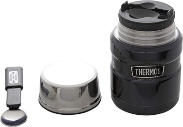 Термос-контейнер для їжі Thermos King 0,45 л з ложкою, темно-синій, з гравіюванням імені