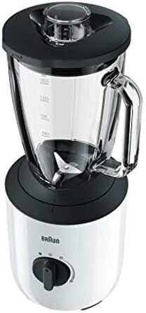 Блендер Braun PowerBlend 3 JB 3150 WH, 1,5 л, 800 Вт, скляна чаша, кухонний помічник для подрібнення, пюрирування та змішування, білий
