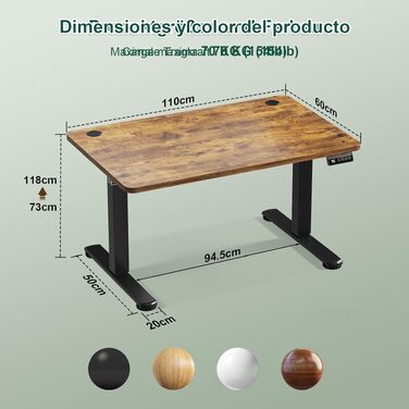 Електричний регульований стіл JUMMICO Standing Desk 110x60 см (коричневий) з функцією пам'яті