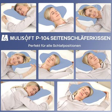 Ергономічна подушка для шиї MULISOFT з ефектом пам'яті (Memory Foam), форма метелика, розмір M, синя