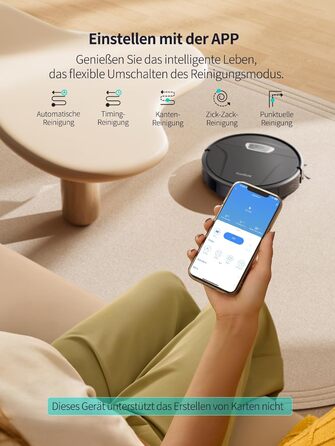 Робот-пилосос HONITURE G20 Pro з функцією миття, 4500Pa, керування через додаток, 180 хв роботи, для тварин, килимів та твердих підлог, чорний