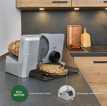 Електрична універсальна слайсер-машина Ritter E 16 Duo Plus з металу, ECO-мотор, Німеччина, срібляста