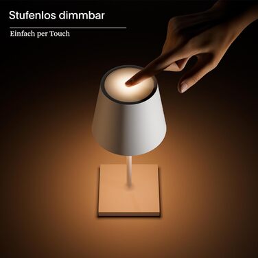SIGOR Nuindie 2.0 Mini: LED-лампа на акумуляторі, 25 см, IP54, USB-C, 12 годин роботи, пісочний колір