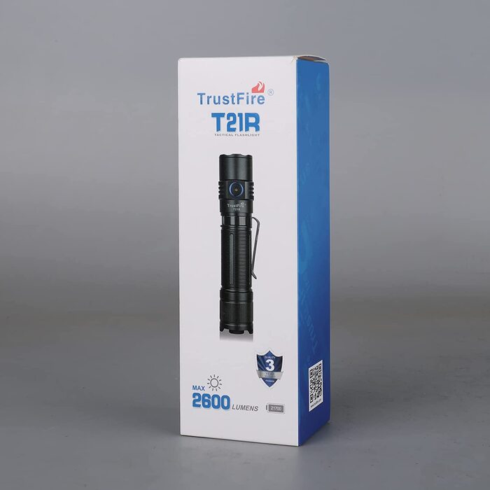 Ліхтарик TrustFire T21R LED 2600 люмен, акумулятор 5000мАг, 5 режимів, IPX8 водонепроникний, тактичний, для кемпінгу, туризму, надзвичайних ситуацій, коричневий