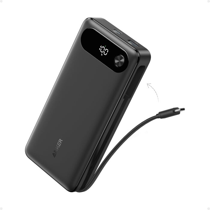Powerbank Anker 20000mAh з USB-C кабелем, 87W, чорний (MacBook, iPhone, Samsung, Switch)