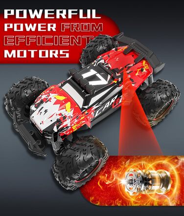 Радіокерований позашляховик Carox 1:18, 2.4 GHz, 25 км/год, червоний. RC монстр-трак з підсвіткою для гри