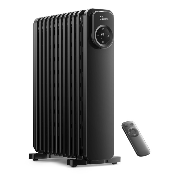 Масляний радіатор Midea NY2311-24UR, 2300Вт, 11 секцій, з пультом ДК та LED-дисплеєм, чорний