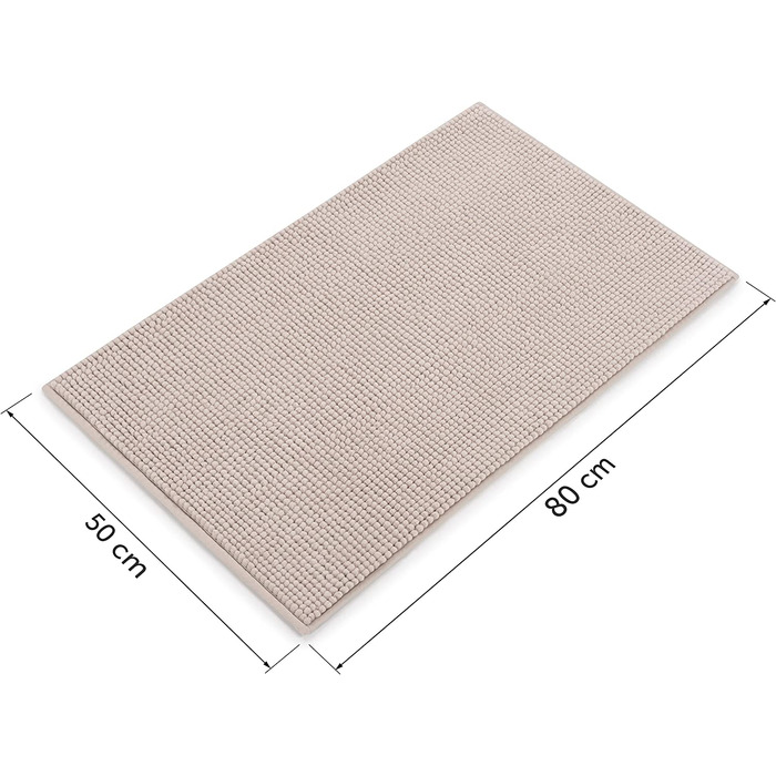 Килимок для ванної Blumtal 50x80 см, високий ворс, бежевий, сертифікат Oeko-TEX, антиковзкий, праний, килим для ванної кімнати