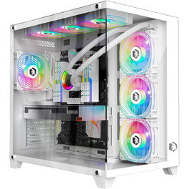 Ігровий корпус для ПК EMPIRE GAMING CL-242 (2024), ARGB, Mid Tower, ATX/Micro-ATX/ITX, 7 вентиляторів 120 мм, 5V LED, MB Sync, білий