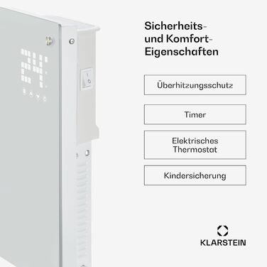 Електричний конвектор Klarstein Bornholm Smart: мобільний, тихий, з термостатом та керуванням через додаток (2000 Вт, білий)