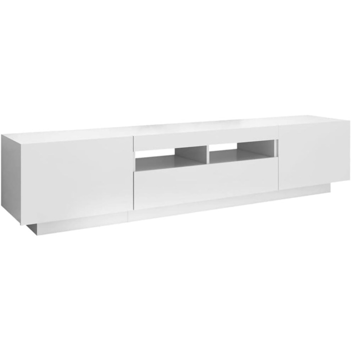 Тумба під телевізор vidaXL з LED підсвіткою, біла, 180x35x40 см, сучасна ТВ-тумба, комод для вітальні