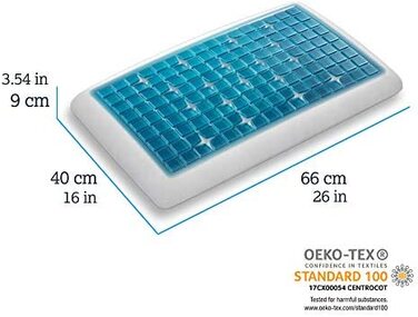 Ортопедична подушка для шиї Technogel Deluxe, гелеве наповнення, сертифікована, без шкідливих речовин, для спини та бокового сну, з наволочкою, 66x40x9 см