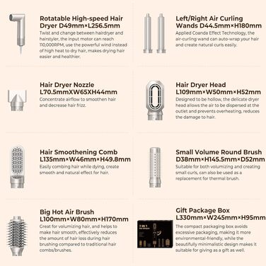 UKLISS Airstyler 5 в 1: Фен-щітка, стайлер для волосся з іонізацією та насадкою для кудрі (Золотий)