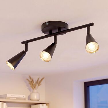 Стельовий світильник-спот ANWIO LED на 3 лампи GU10, поворотний сучасний світильник для кухні, спальні та вітальні, чорний (без ламп), EUS-EA190811-10-03CB