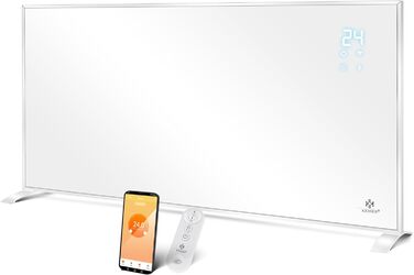 Інфрачервона електронагрівач KESSER 700 Вт, енергоощадна, для підлоги і стіни, з термостатом, дистанційним керуванням та керуванням через додаток, біла
