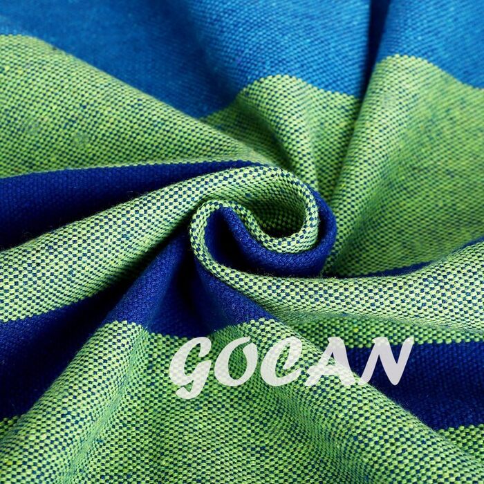 Підвісне крісло-гамак GOCAN, бавовна, 110x150 см, до 150 кг, з металевою перекладиною, широкий сидіння, синє