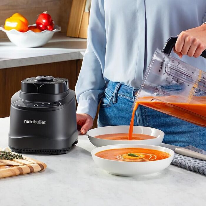Стаціонарний блендер Nutribullet SmartSense Mixer Combo NBF550DG, 1500Вт, з чашею 1.9л та стаканами 700/900мл, 5 швидкостей, пульсаційний режим, чорний