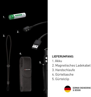 Ліхтарик Ledlenser P2R Work Mini LED для майстерні та майстрів, акумуляторний, 110 люмен, фокусування, 90 м, USB-зарядка, кліпса
