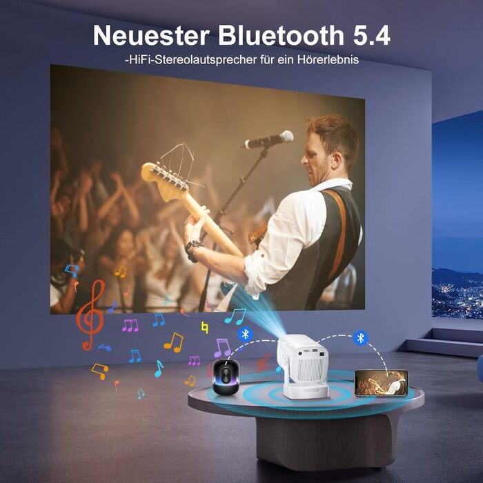 Beamer 4K HY260pro: Портативний проєктор з Wi-Fi 6, Bluetooth 5.4, Android TV, 180° обертанням, 18000 люмен, 5W динамік для дому та відпочинку