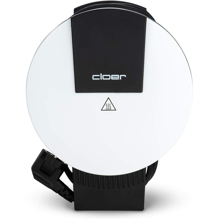 Вафельниця Cloer 1200 Вт для класичних вафель XXL, діаметр 19,5 см, сталева, біла, без сигналу