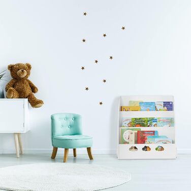 Дитяча книжкова полиця Relaxdays з малюнком хмар, 3 відділення, біла, 60x58x45 см, МДФ