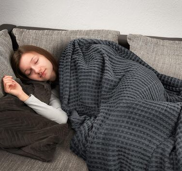 Вафельна літня ковдра Utopia Bedding з 100% бавовни, антрацит, 228x228 см