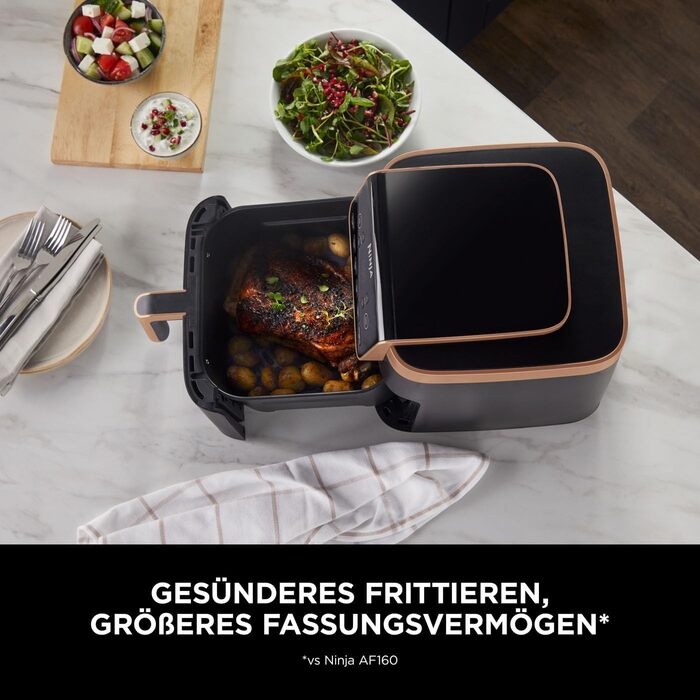 Фритюрниця повітряна Ninja Foodi FlexDrawer AF500EUCP, 6.2L, 7-в-1, чорно-мідна