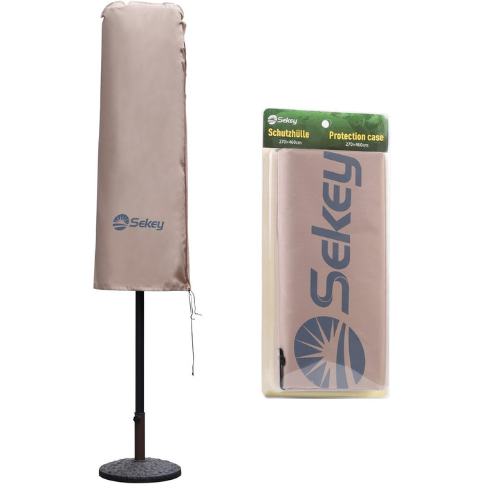 Чохол для парасольки Sekey Doppelsonnenschirm захисний, 165x50/62 см, поліестер, колір тауп (бежевий) для великих парасольок
