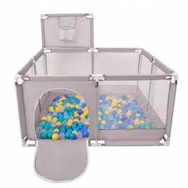 Квадратний дитячий манеж-басейн з кошиком та 100 кульками