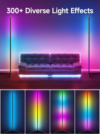 Світлодіодний кутовий світильник GIPOYENT RGB з синхронізацією музики та керуванням через додаток, 16 млн кольорів для спальні, вітальні, геймерської кімнати