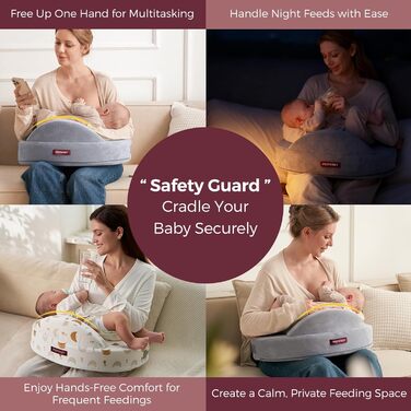 Підтримка для годування Momcozy Innovatives Stillkissen з Memory Foam – стабільна та м'яка, ергономічна, широка, регульована, знімний чохол, сірий (преміум-меморі-піна) CozyLite