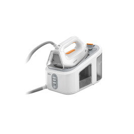 Парова станція Braun CareStyle 3 IS 3132 WH з підошвою FreeGlide 3D, тиск 6 бар, резервуар 2 л, 2400 Вт, білий/помаранчевий