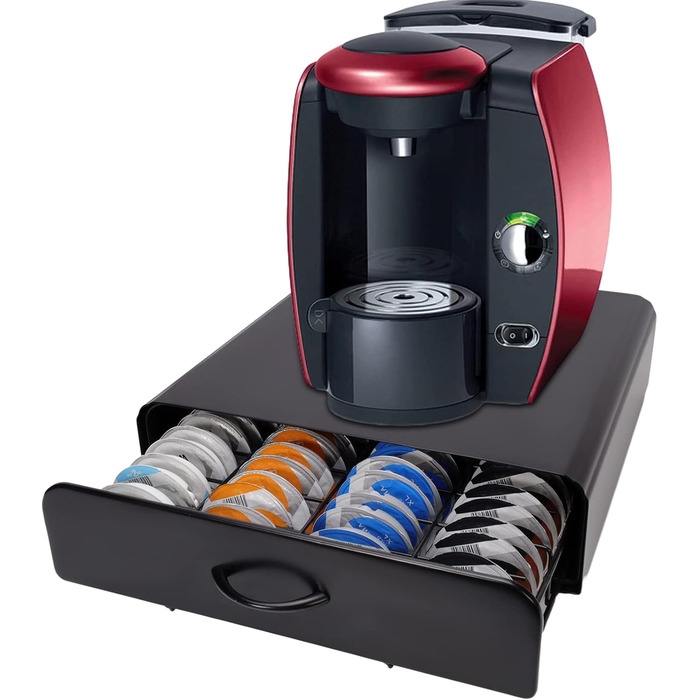 Організатор для капсул Tassimo: висувна шухляда для капсул кави та підставка під машину 2-в-1 (з вигнутим ручками)