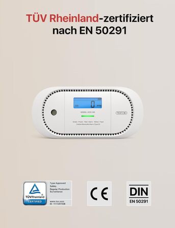 Датчик CO X-Sense з LCD дисплеєм та SBS50 базою, XC01-M, 1 шт. (сумісний з додатком через базу)