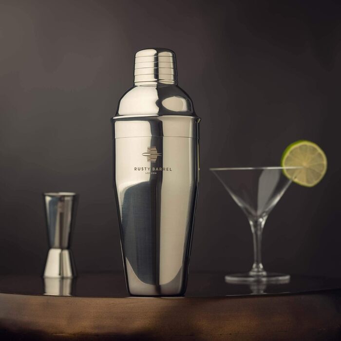 Набір для коктейлів Rusty Barrel Mayfair Original – коктейльний набір з аксесуарами та шейкером з нержавіючої сталі в подарунковій коробці, срібний