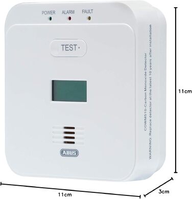 Детектор чадного газу ABUS COWM510 з LCD-дисплеєм, білий