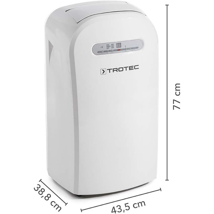 Мобільний кондиціонер TROTEC PAC 3500 3-в-1: охолодження, вентиляція, осушення, 3,5 кВт, 12 000 BTU/год, для приміщень до 45 м², 3 швидкості вентилятора