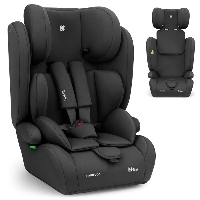 Автокрісло KikkaBoo i-PASS 9-36 кг, i-Size, 76-150 см, Чорне - для дітей від 1 року до 12 років