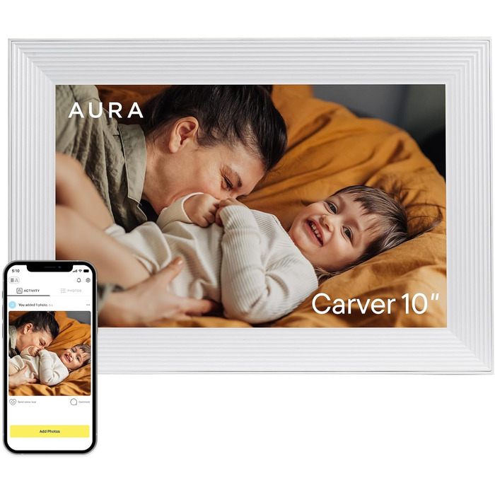 Цифровий фоторамка Aura Carver 10.1" HD Wi-Fi, хмарне сховище, безлімітний обсяг, віддалене завантаження фото - Gravel 10',  (Морська сіль)